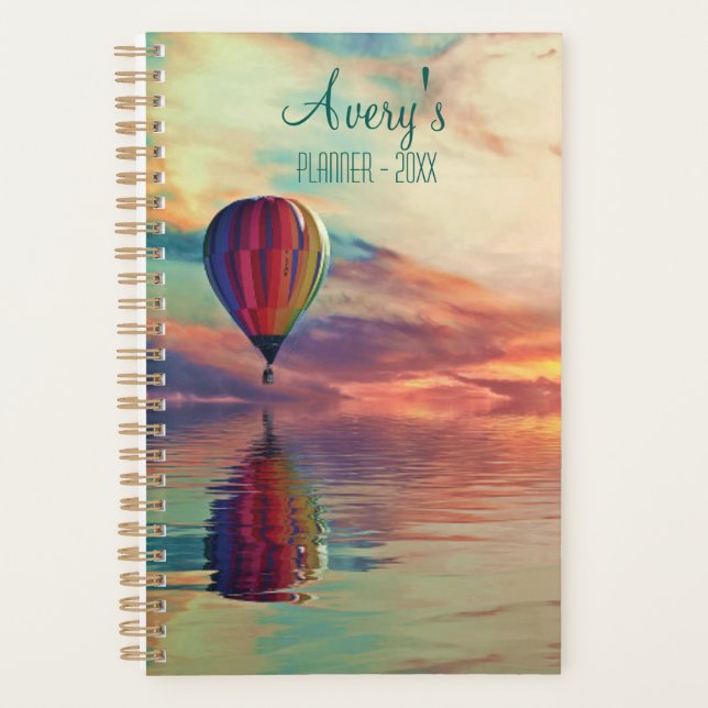 Custom Hot Air Balloon Scenic Teal  Weekly Monthly Planner (Front)