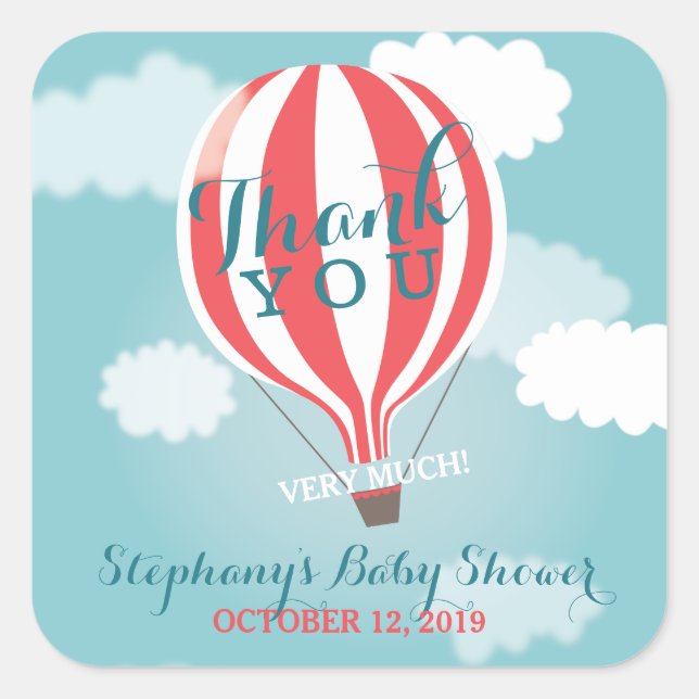 Custom Hot Air Balloon Thank You Stickers (Front)