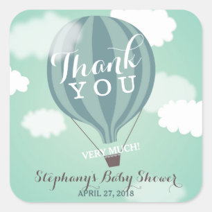 Custom Hot Air Blue Balloon Thank You Stickers