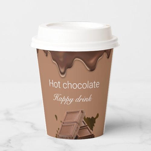 Custom Hot chocolate Happy drink brown Paper Cups