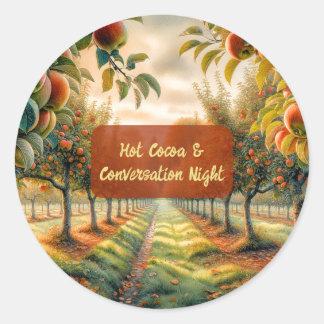 Custom Hot Cocoa & Conversation Night Classic Round Sticker