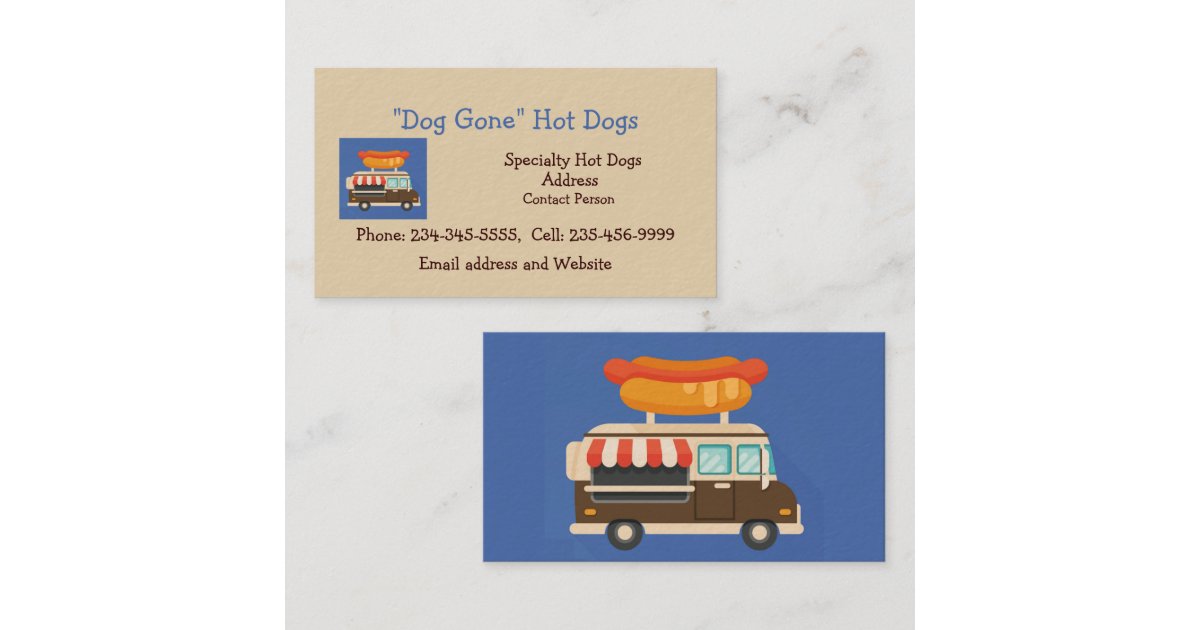 Custom Hot Dog Stand or Food Cart Business Card Zazzle