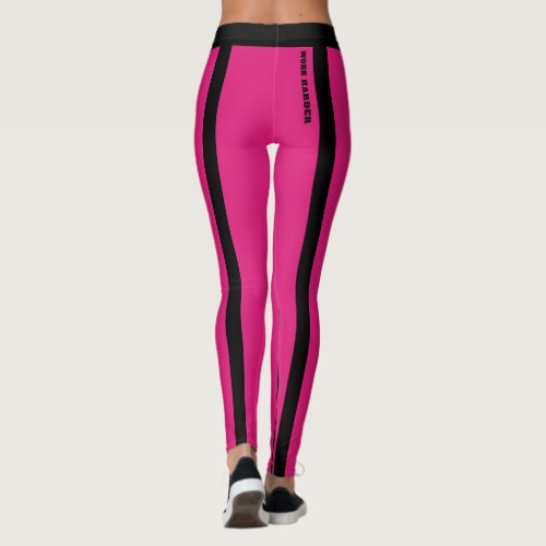 Custom Hot Pink and Black Stripes Leggings