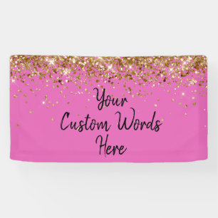 Custom Hot Pink Black Birthday Party Photo Booth Banner