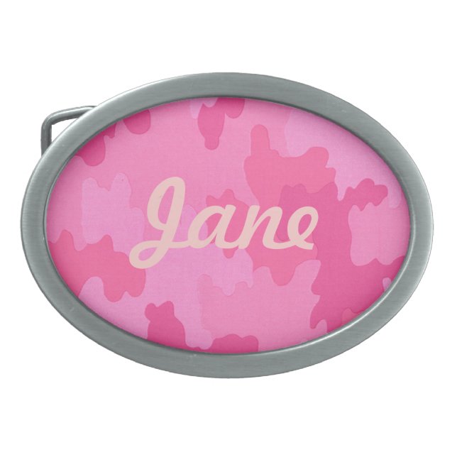 Custom Hot Pink Camouflage Belt Buckle (Front)