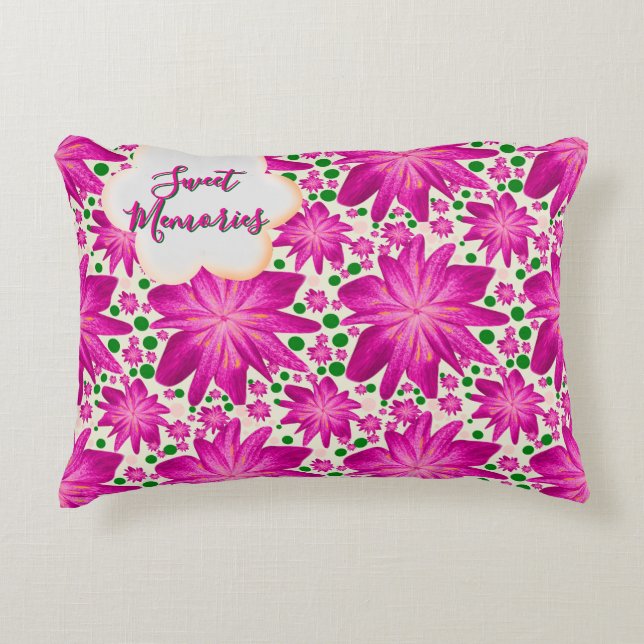 Custom Hot Pink Floral Seamless Pattern  Accent Pillow (Front)