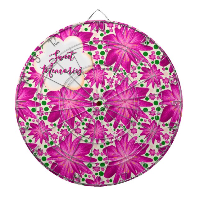Custom Hot Pink Floral Seamless Pattern  Dart Board (Front)