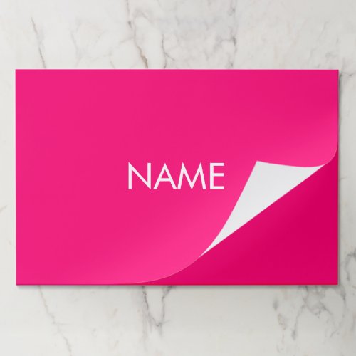 Custom hot pink fuchsia name text paper placemats