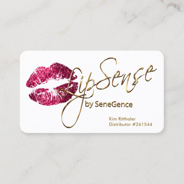 Custom - Hot Pink Glitter and Gold - White Business Card (Front)