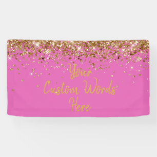 Custom Hot Pink & Gold Birthday Party Photo Booth Banner
