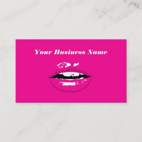 Custom Hot Pink Lips Tooth gem  Business Card