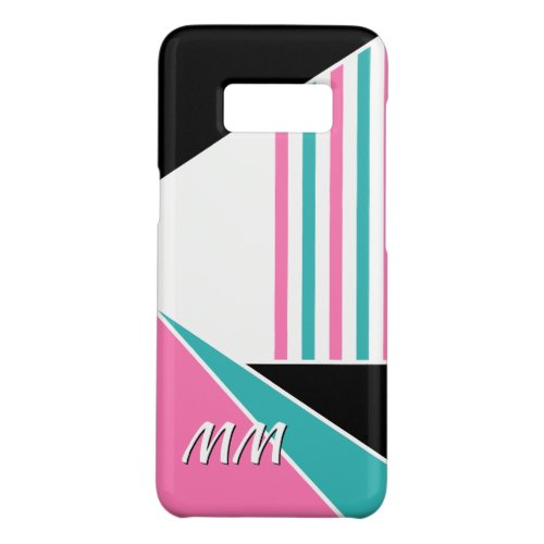 Custom Hot Pink Teal Turquoise Black White Mod Art Case_Mate Samsung Galaxy S8 Case