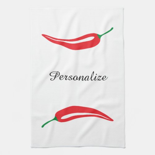Custom hot red chili pepper kitchen towel