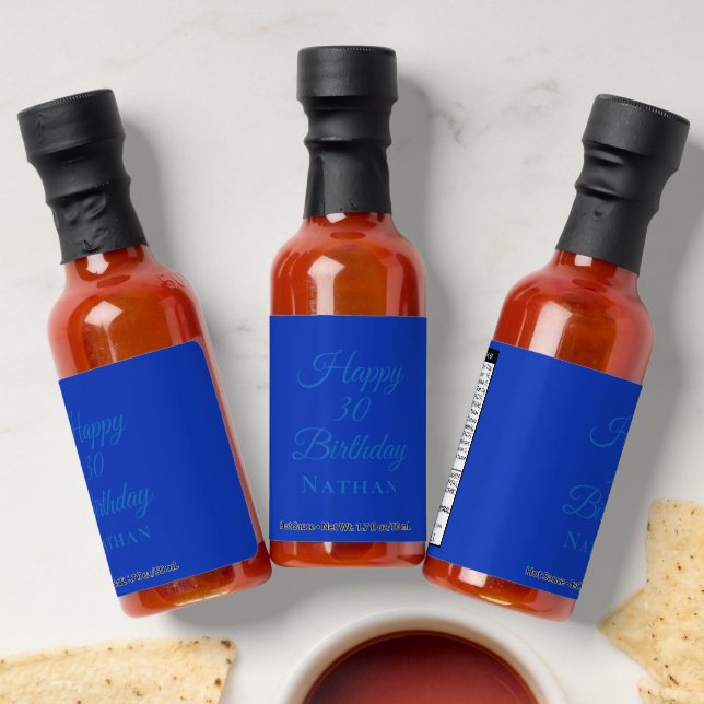  Custom Hot Sauce Bottle Favors - Royal Blue  (Laydown)