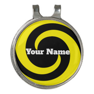 Custom Hot Yellow Swirl Golf Ball Marker Hat Clip