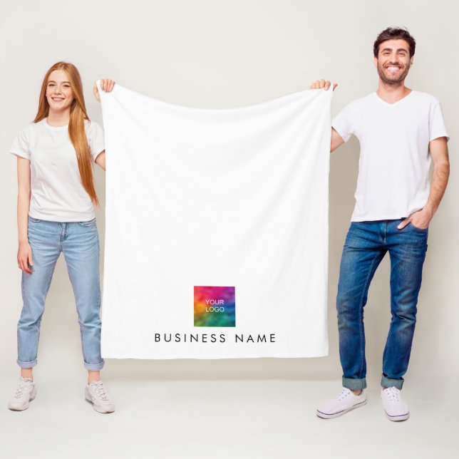 Custom Hotel Business Logo Here Elegant Simple Fleece Blanket (In Situ)