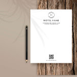 Custom Hotel Guest House Logo QR Code Any Color Letterhead<br><div class="desc">Custom Hotel Guest House Logo QR Code Any Color Simple yet stylish and fully customisable for your hotel or guest house with your logo centered and large at the top along with your company name, and your Contact details, with a Qr code at the bottom which will be automatically generate....</div>