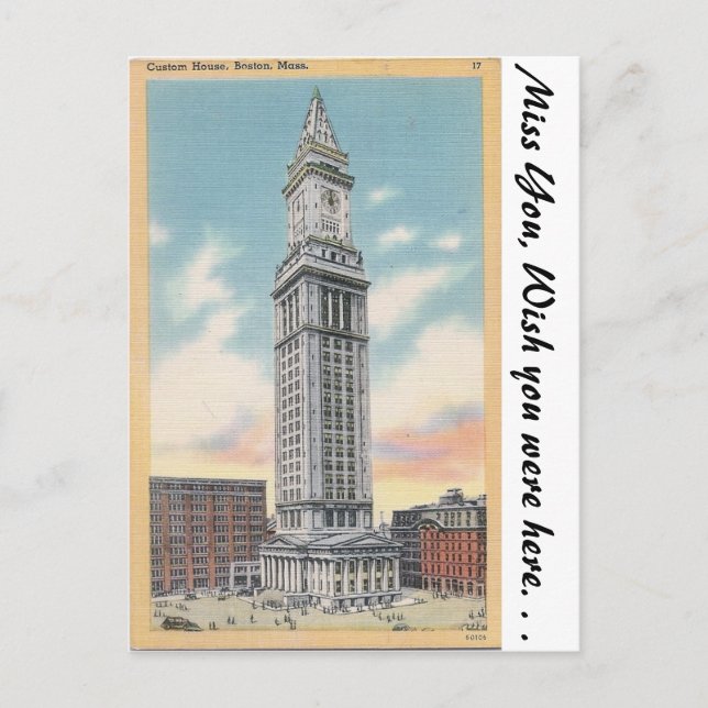Custom House, Boston, Mass. Postcard (Front)