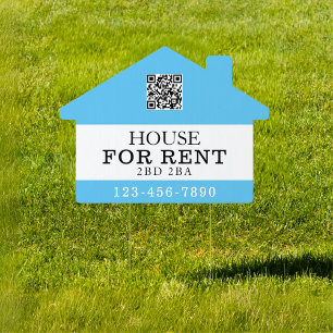 Custom House For Rent Black White QR with Details Sign