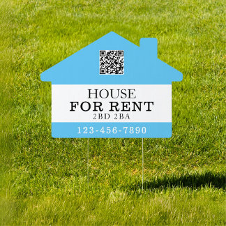 Custom House For Rent Black White QR with Details Sign