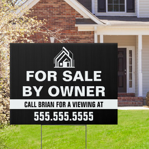 Custom House For Sale by Owner Black Yard Sign