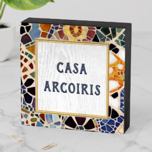 Custom House Name Sign Colorful Spanish Mosaic