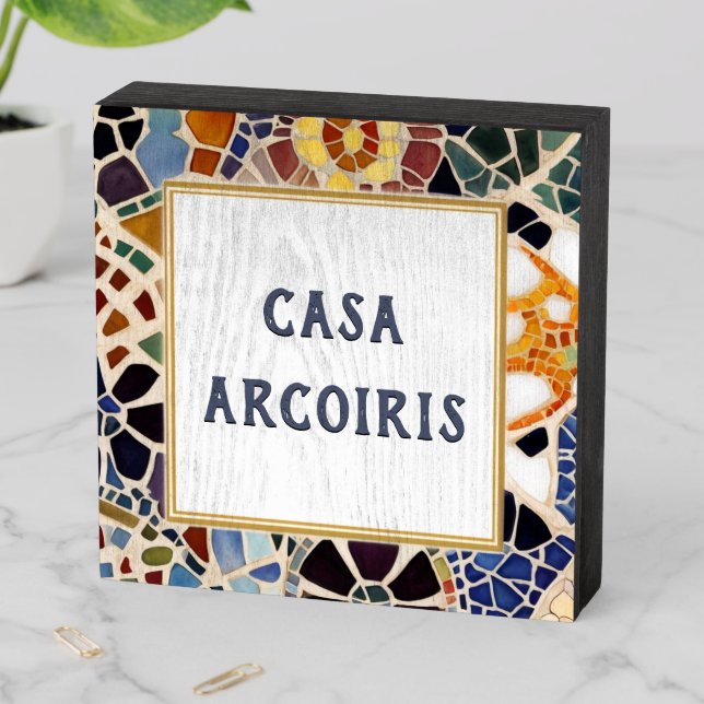 Custom House Name Sign Colorful Spanish Mosaic (In Situ Horizontal)