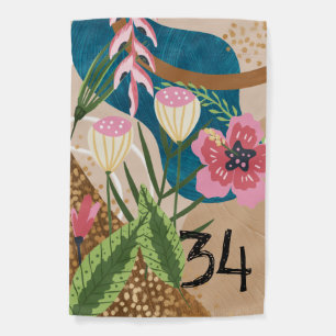 Custom House Number Abstract floral Garden Flag