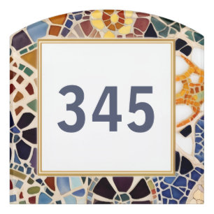 Custom House Number Sign Colorful Spanish Mosaic