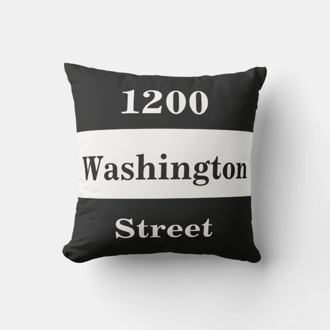 Custom House Number Sign | Street Address Porch Outdoor Pillow (Front)