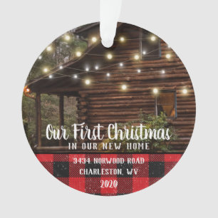 Custom House Photo First Xmas New Home Family Name Ornament