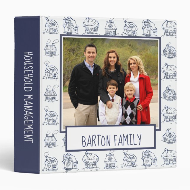 Custom Household Management Illustrated Pattern 3 Ring Binder (Front/Spine)