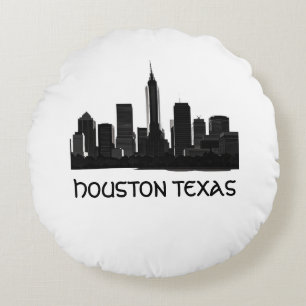 Custom Houston Texas Skyline Round Pillow