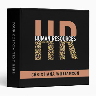 Custom HR Human Resources Leopard Print HR Gifts 3 Ring Binder