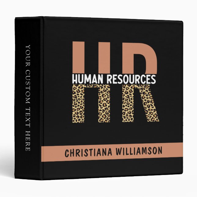 Custom HR Human Resources Leopard Print HR Gifts 3 Ring Binder (Front/Spine)