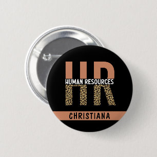 Custom HR Human Resources Leopard Print HR Gifts Button