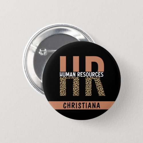 Custom HR Human Resources Leopard Print HR Gifts Button