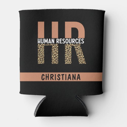 Custom HR Human Resources Leopard Print HR Gifts Can Cooler