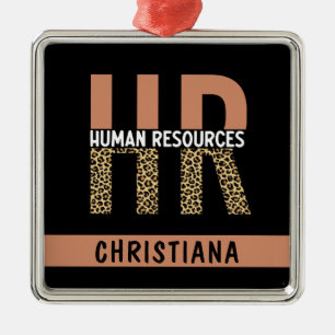 Custom HR Human Resources Leopard Print HR Gifts Metal Ornament