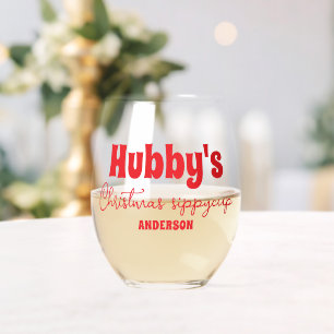 Custom Hubby's Christmas Sippy Cup Stemless Wine Glass