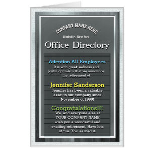 Custom Huge Retirement Card Office Directory
