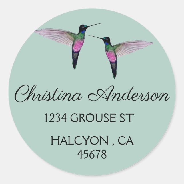 Custom Hummingbird Address Sticker (Front)