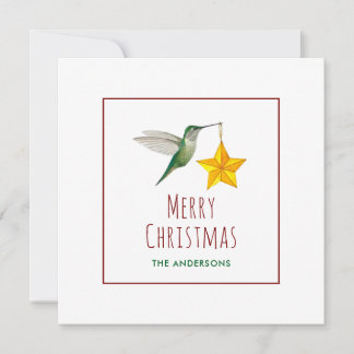 Custom Hummingbird and Star Christmas Card