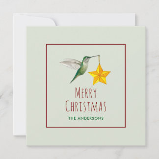 Custom Hummingbird and Star Christmas Card