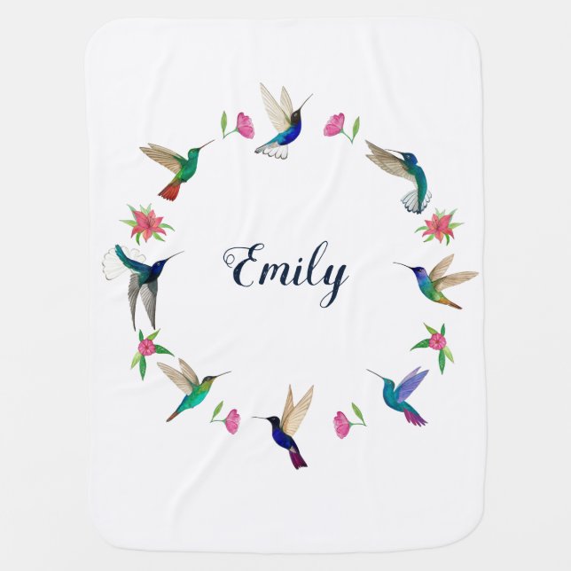 Custom Hummingbird  Baby Blanket (Front)