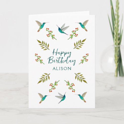 Custom Hummingbird Birthday Card