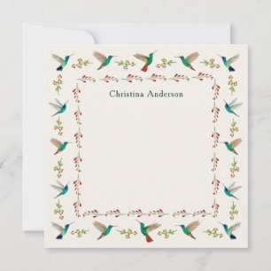 Custom Hummingbird Border Note Card