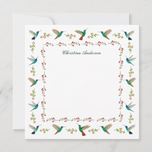 Custom Hummingbird Border Note Card