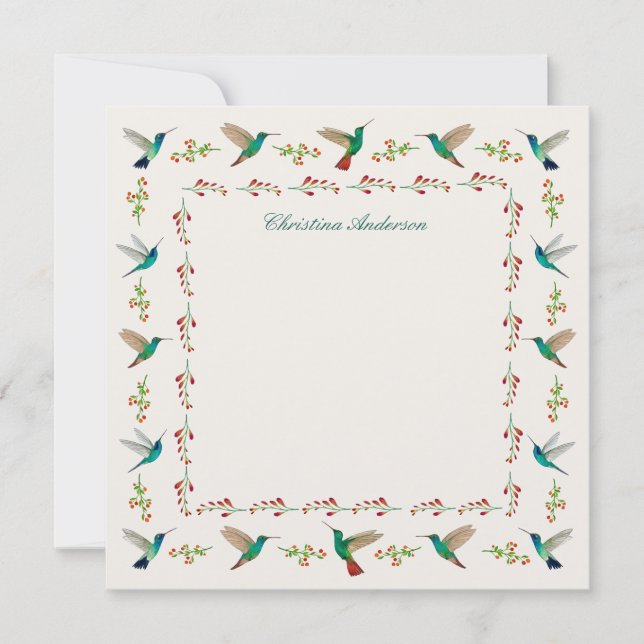 Custom Hummingbird Border  Note Card (Front)