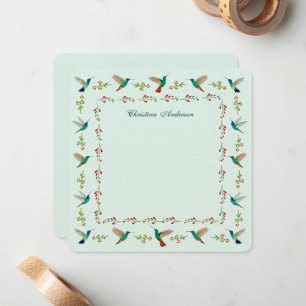 Custom Hummingbird Border Note Card